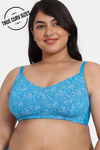 Zivame True Curv Sun's Bird Double Layered Non Wired Full Coverage Super Support Bra - Methyl Blue — thumbnail 1